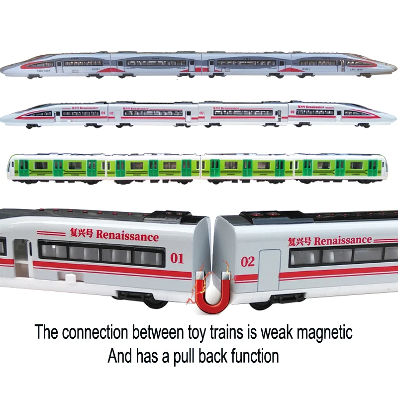 Подарок для мальчика длинный поезд метро игрушка сплав Ренессанс модель магнитный № моторный поезд Высокоскоростная Модель железной дороги оттяните Назад Поезд подарок