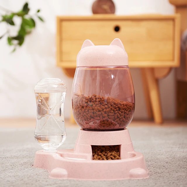 2.2L Pet Dog Cat Automatic Feeder Bowl for Dogs Drinking Water 528ml Bottle Kitten Bowls Slow Food Feeding Container Supplies 3