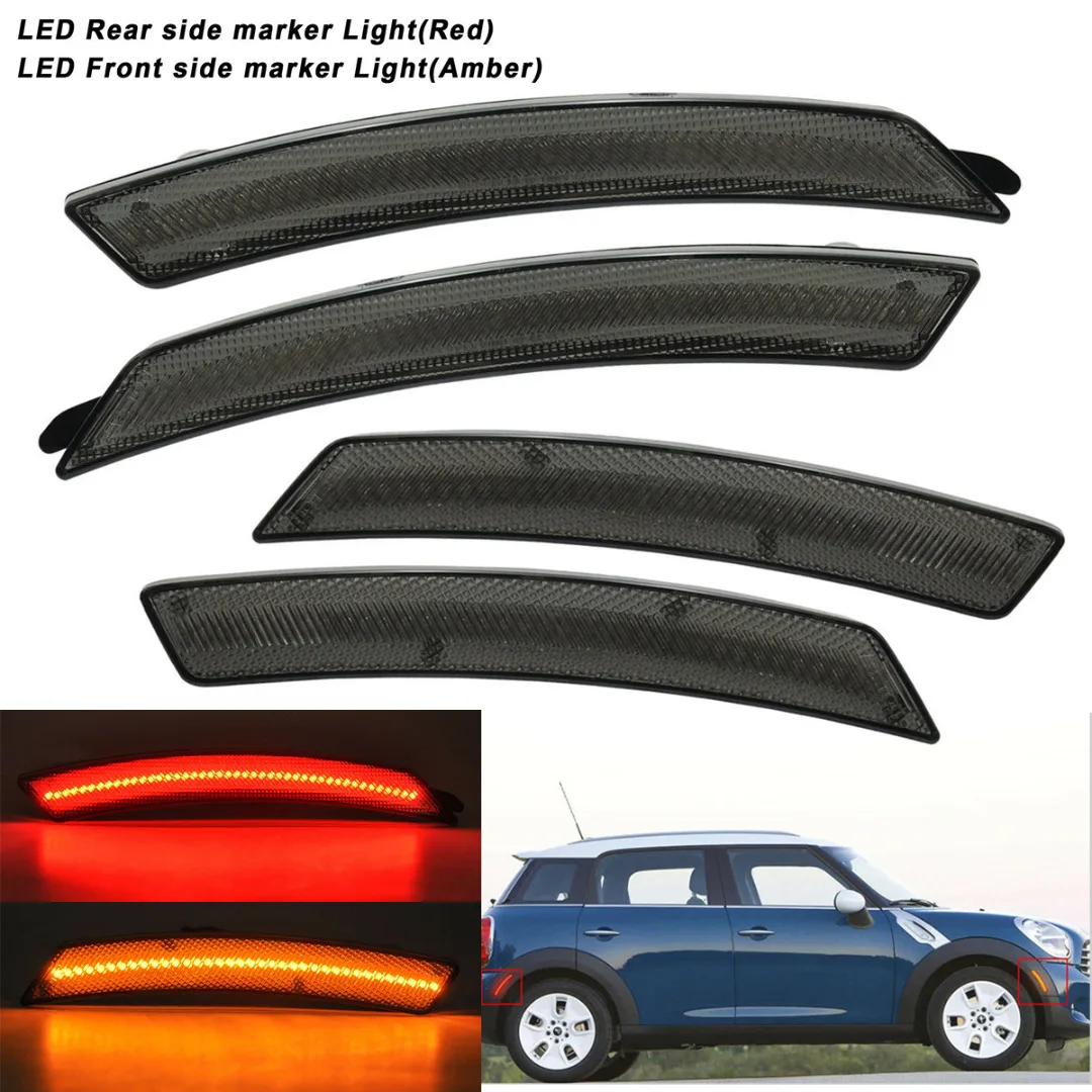 Для MINI Cooper 4 шт. передний Янтарный светодиодный, боковой, габаритный фонарь задний боковой сигнальный фонарь поддержка R55 R56 R57 R58 R59 R60 R61