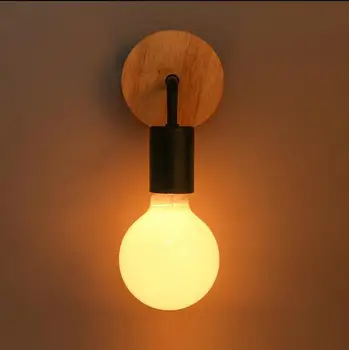 

Creative personality hotel room corridor wall lamp bedroom bedside led wall lamp simple wrought iron wooden wall lamp FG5889