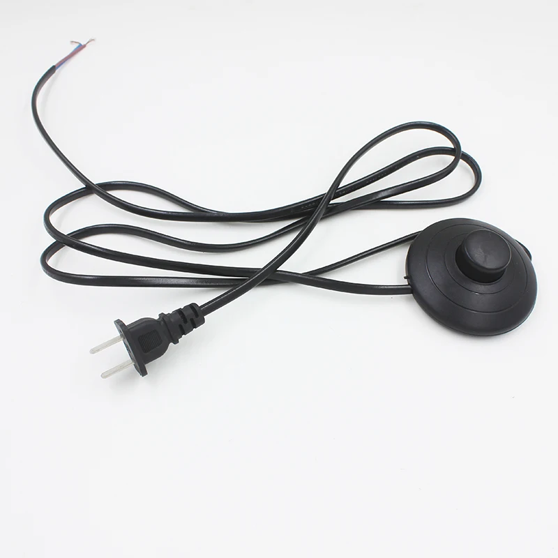 Off EU/US Plug Button Wire Power For White LED Cable Black Extension with Switching Cord Lamp or Light switch 1.8m 317 On line