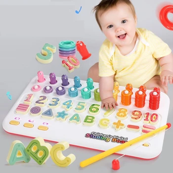 

5 In 1 Mini Learning Machine Toys For Toddler Children Fishing Music Shape Matching Math Toy Stacking Board Early Education Game
