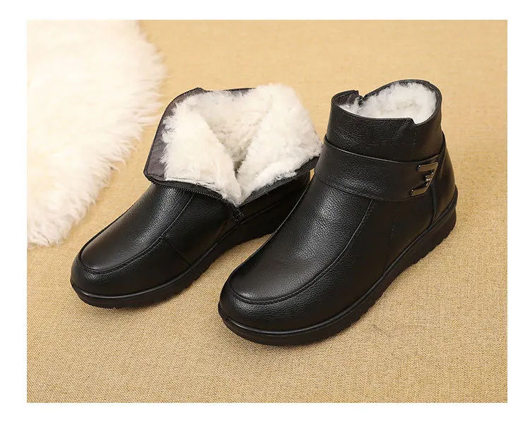 GKTINOO/ г.; женские зимние ботинки; Зимние ботильоны на плоской подошве; женская теплая обувь на платформе; ботинки из натуральной кожи с толстым шерстяным мехом