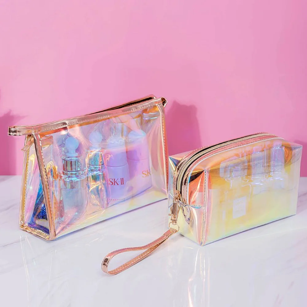 

Travel Cosmetics Storage Perfume Lipstick Eyebrow Pencil Makeup Brush Organizer Case Laser Transparent Waterproof Jelly Bag