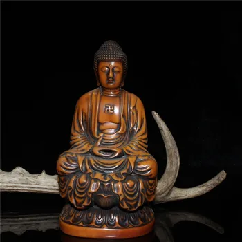 

Chinese old craft Bone Carving Lotus seated buddha Decoration statue