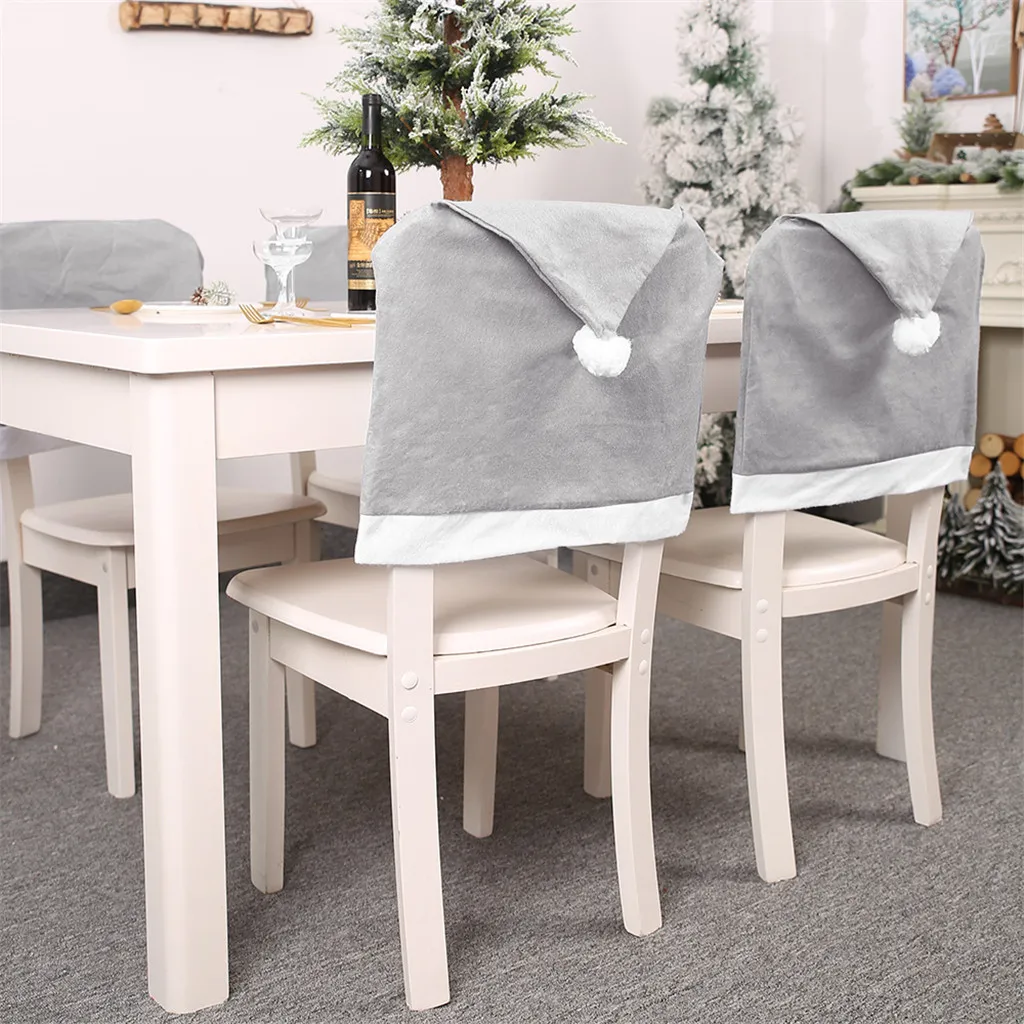 

Christmas Decoration Gray Non-woven Big Hat Chair Cover Stool Set 1PC