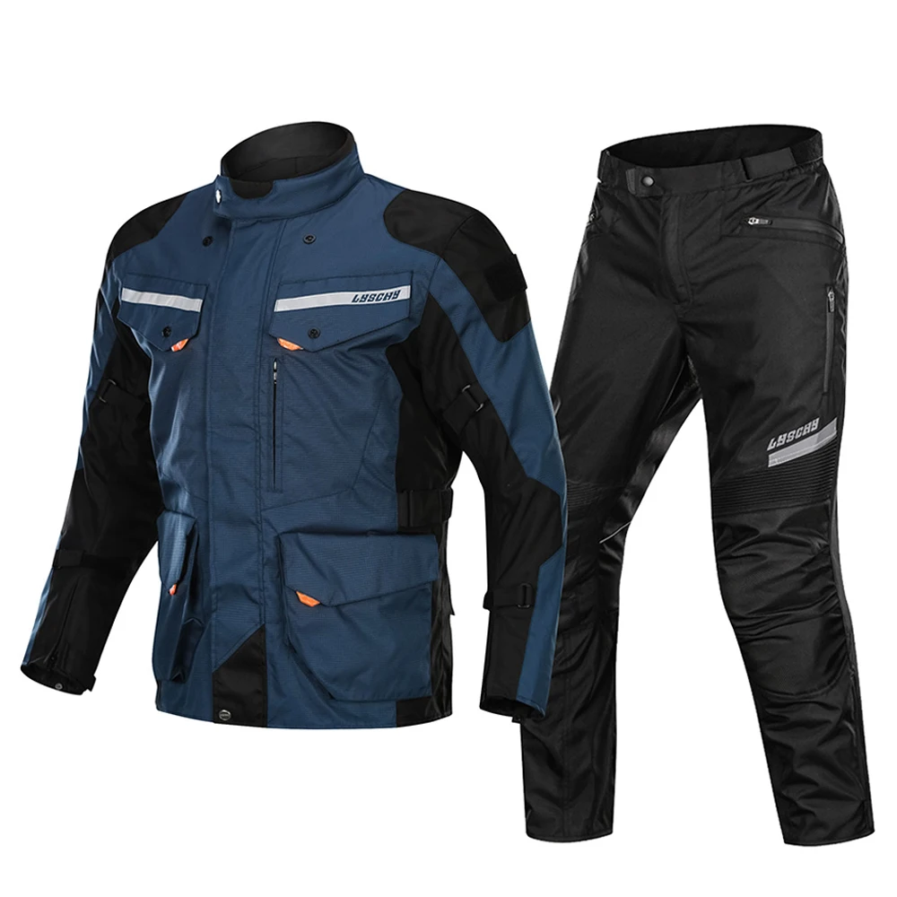 LYSCHY мотоциклетная куртка водонепроницаемая Мужская мотоциклетная куртка для мотокросса мотоциклетная куртка для верховой езды дышащая защита для четырех сезонов - Цвет: 903-Blue Suit