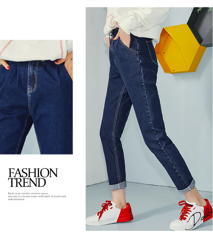 LEIJIJEANS, Новое поступление, двубортные свободные темно-синие брюки от Harlan, крутые джинсы для девочек, большие размеры, женские длинные джинсы 9094