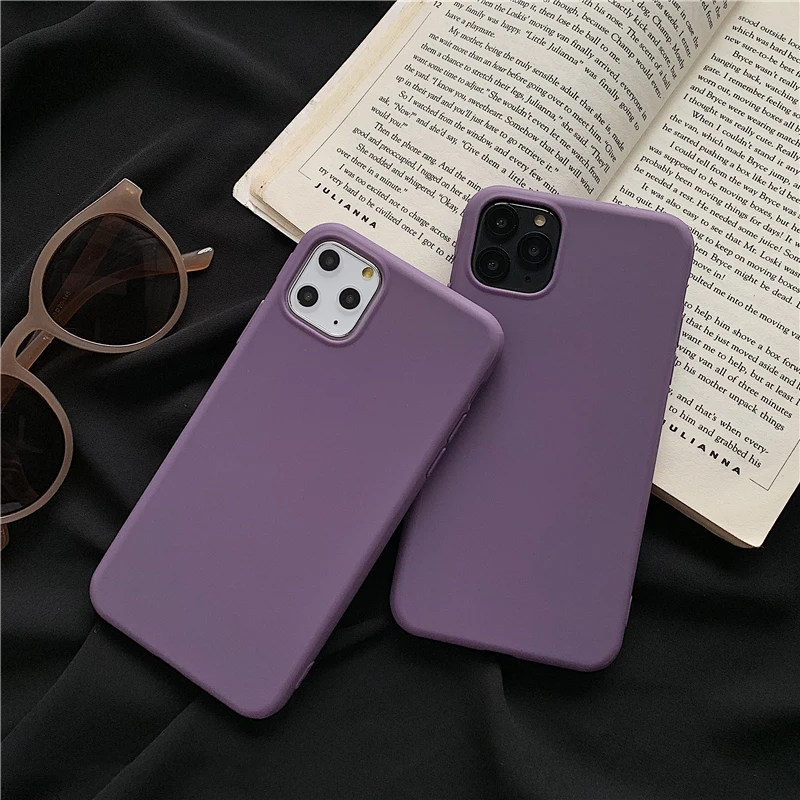 Gray Purple Case For Iphone 11 Pro Cover 12 Plus Mini 12 X Capa 1 5mm Thick Silicone Case For Iphone 6 Plus 6s 7 8 11 Xs Xr Xs M Phone Case Covers Aliexpress