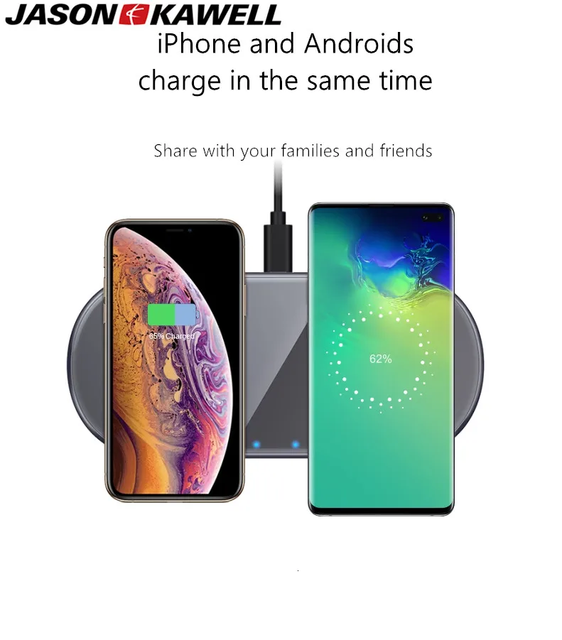 

100pcs 15W Dual Seat Qi Wireless Charger For iPhone11pro Samsung S9S8 Note 8 Fast Charging 3.0 Wireless Charging Desktop Charger