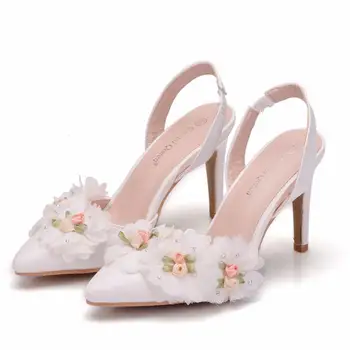 

Women Shoes Wedding Bridal High Heel flower Bride Bridesmaid Ladies Prom Pumps Party Dress Princess Shoes