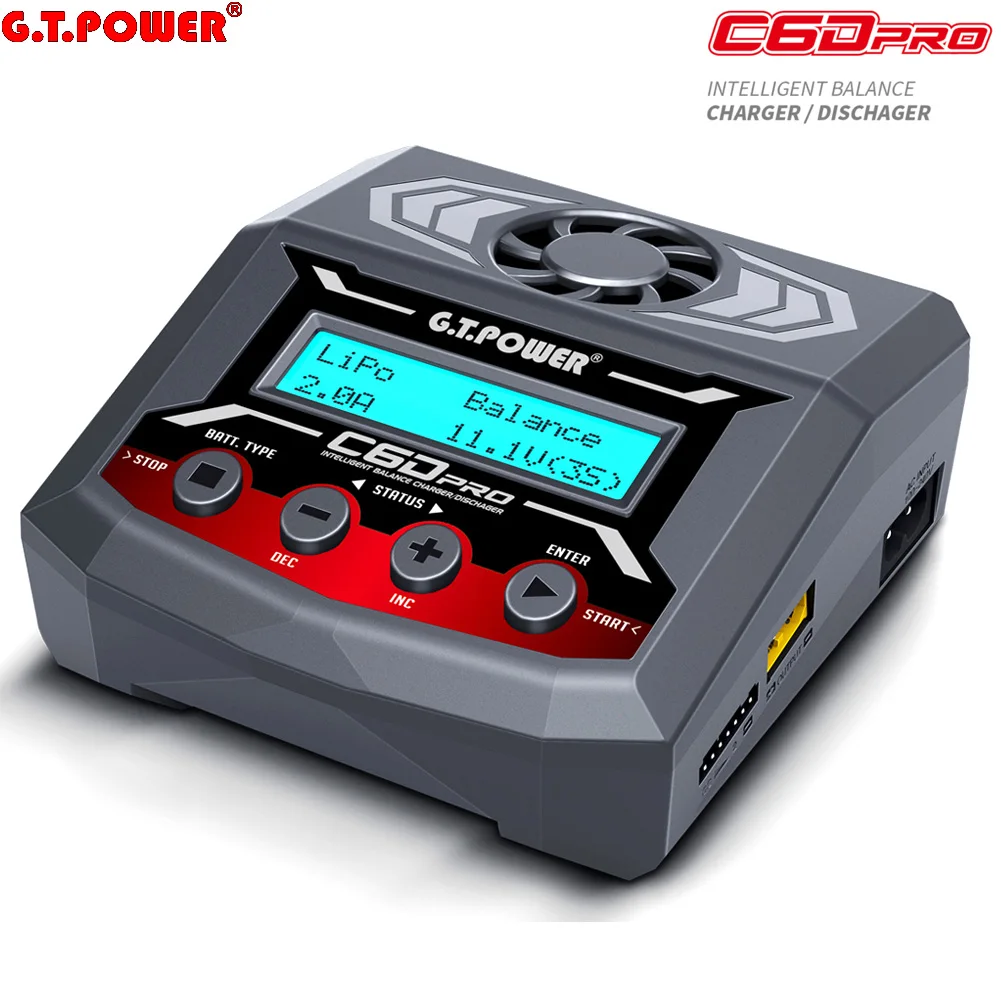 Chargeur d'équilibre GT.POWER IMAX C6D PRO 300W 12A avec écran LCD et ports de charge pour batteries LiPo