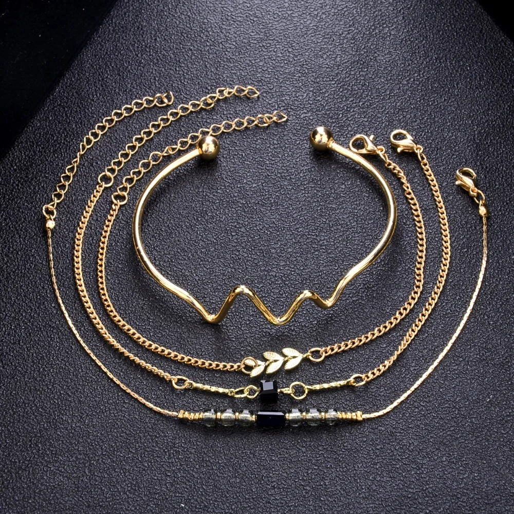4 шт./компл. натуральный кристалл сусальное золото бусы браслеты из нержавеющей стали для женщин ювелирные изделия оптом accesorios mujer