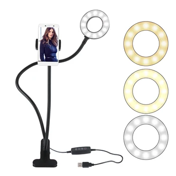 

Photo Studio Selfie LED Ring Light with Phone Mobile Holder for Youtube TikTok Live Stream Makeup Camera Lamp for iPhone Android