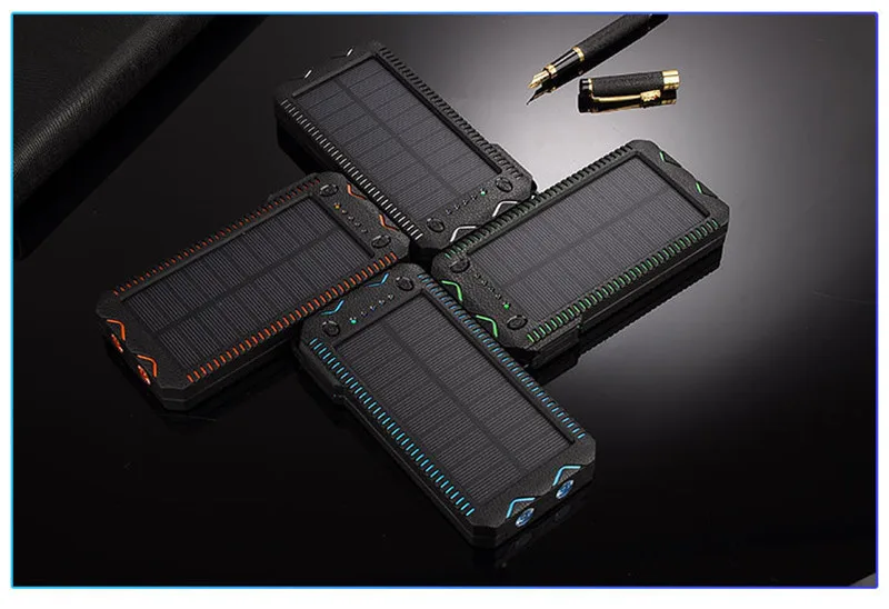 50000mAh Solar Charger Waterproof Power Pack Outdoor Emergency External Battery with SOS LED Backup Battery Outdoor Igniter best power bank 20000mah