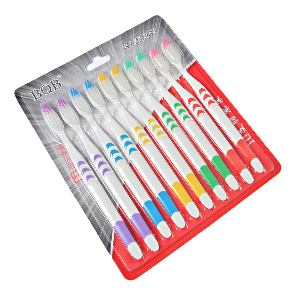10pcs Toothbrush Soft Bristle Adult Bamboo Charcoal Household Fine  Antibacterial Men and Women Family  Toothbrush