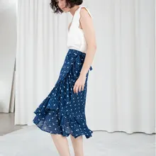 Женская юбка летняя Новинка Маленькая кружевная юбка с цветочным принтом и оборками