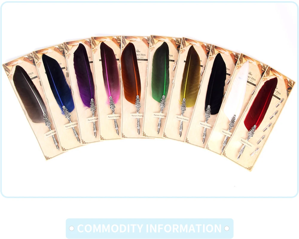 Креативный Ретро индейка перо ручка круглая ручка набор европейские и американские разноцветные канцелярские принадлежности перо ручка подлинное качество