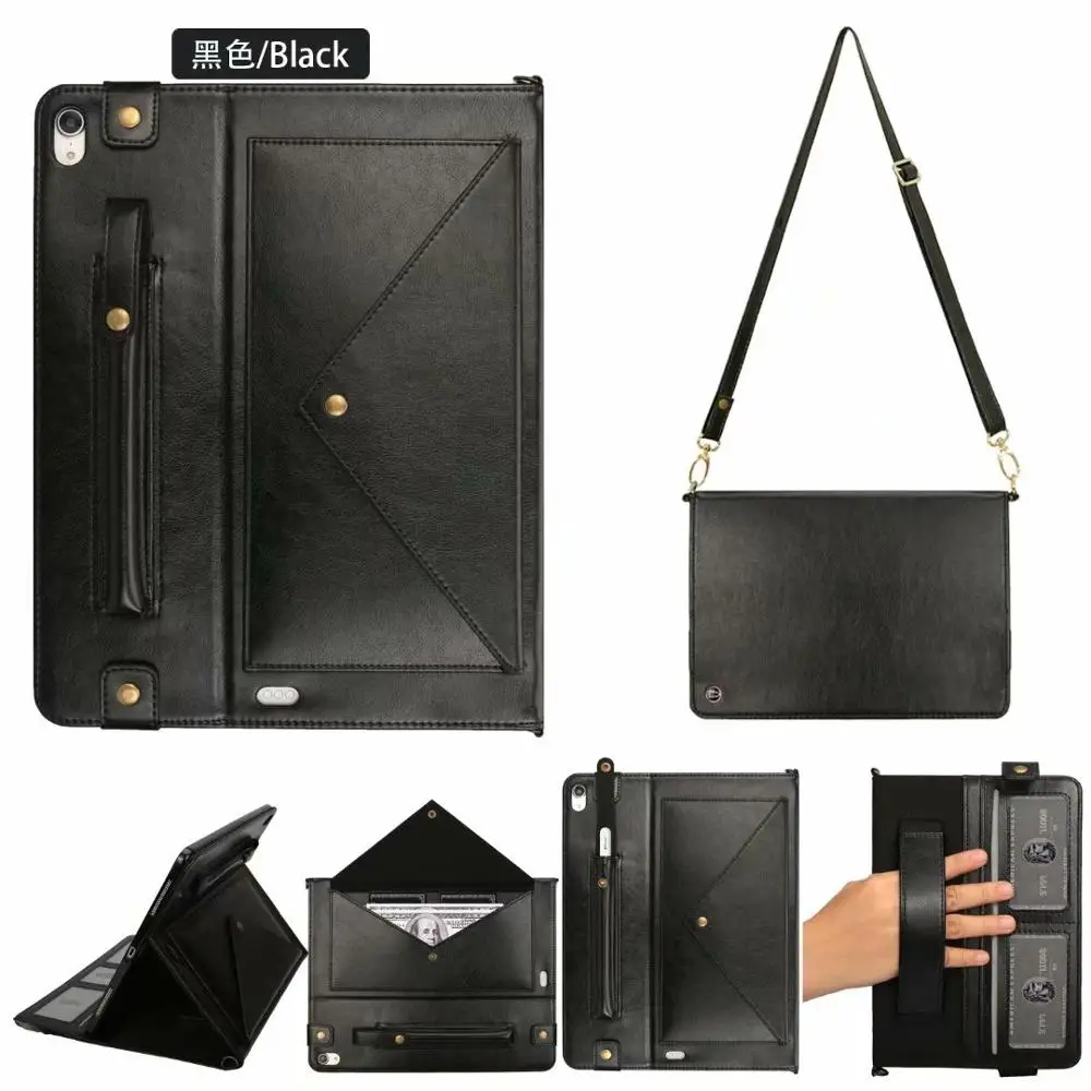 

Fashion PU Leather Tablet Case For New IPad Pro 11 inch 2018 cover case Funda Hand Shoulder Strap with Pencil Holder Coque+Pen