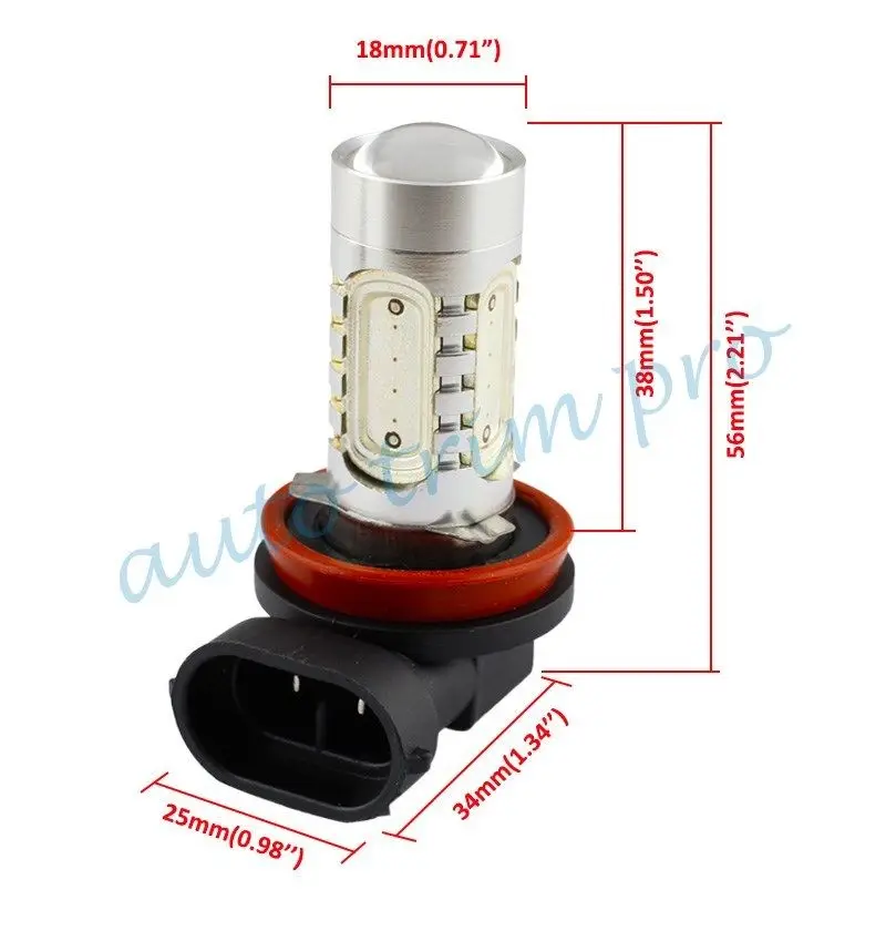  2Pcs H11 H8 12V 7.5W LED Red Color Fog Light Bulbs Lens Projector Driving Foglight Lamp Accessories - 4000227286238