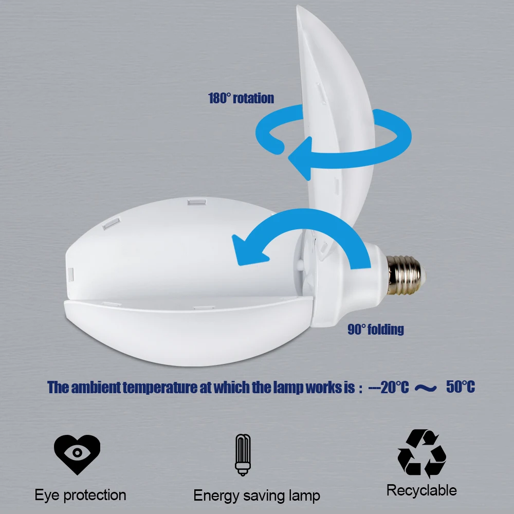 45 Вт Светодиодный светильник E27 лепесток лампы светодиодный светильник s складной гаражный светильник AC85-265V Регулируемый потолочный светильник ing для дома энергосберегающий светильник