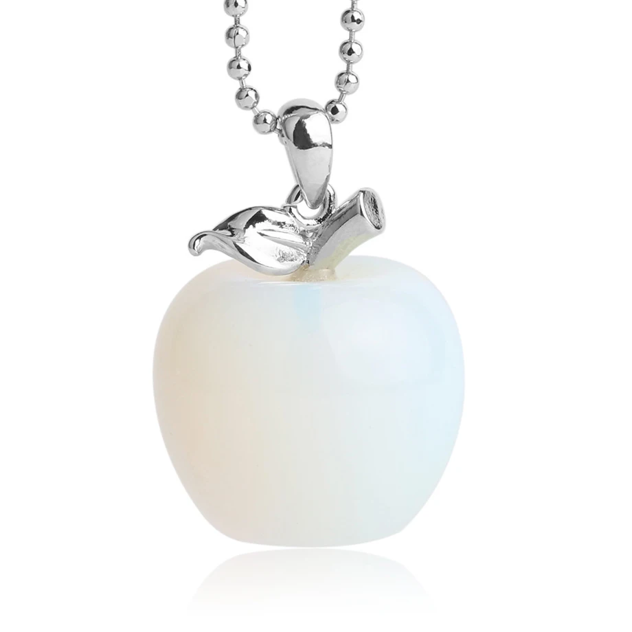 Ожерелье с кулоном-яблоком из натурального камня для женщин и девочек, ожерелье из кварцевых бусин и кристаллов, модное очаровательное женское ювелирное изделие - Окраска металла: I