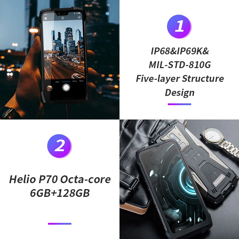 Смартфон Blackview BV9700 Pro защищенный IP68/IP69K 6 + 128 ГБ 5 84 дюйма Android 9 0 16 8 МП|Смартфоны| |