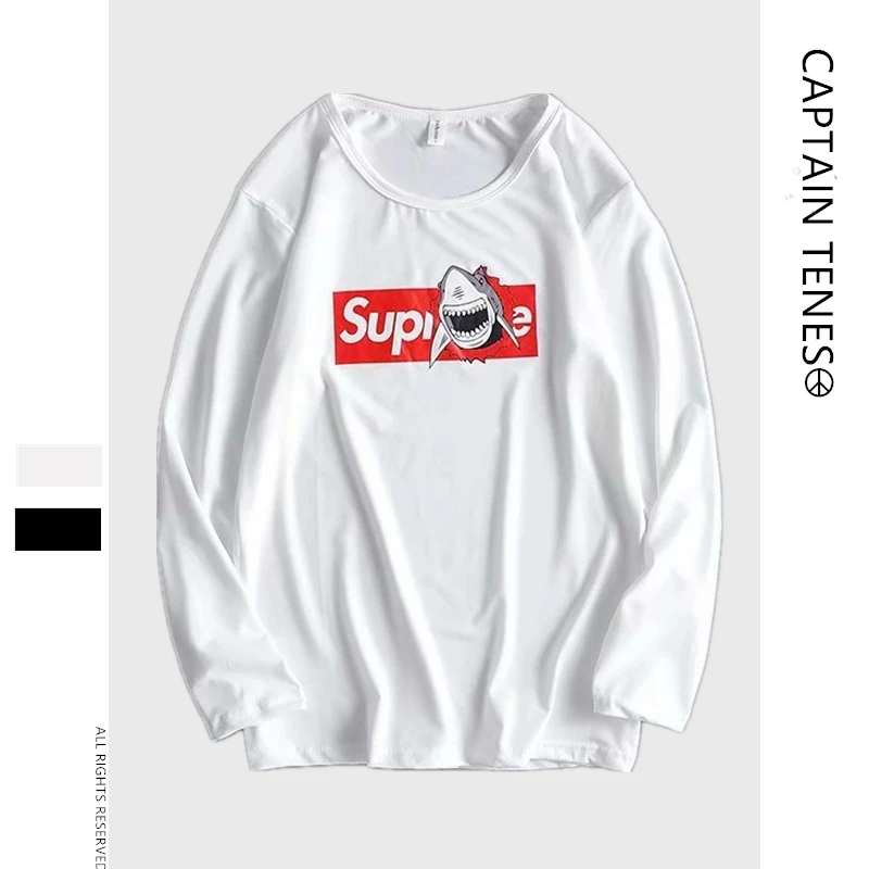 Captain Tenes Basics Men's Long Sleeve T-shirt and Round Neck Letter Printed Spring and Autumn Fashion Casual Bottom Shirt Captain Tenes Basics Men's Long Sleeve T-shirt and Round Neck Letter Printed Spring and Autumn Fashion Casual Bottom Shirt