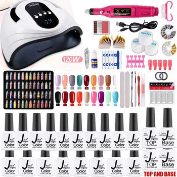 

Nail Set UV LED Lamp Dryer With 8/18 pcs Nail Gel Polish Kit Soak Off Manicure Tools Set electric Nail drill Nail Tools