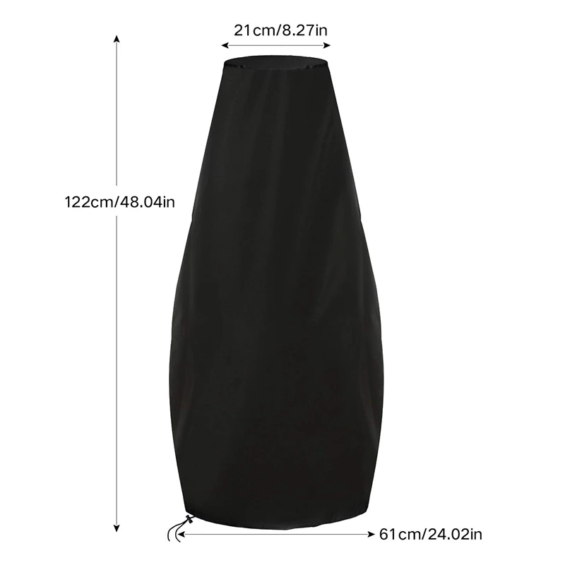 Большая крышка Chimenea Водонепроницаемая дышащая оксфордская ткань открытый сад патио нагреватель крышка(122x21x61 Cm)-черный