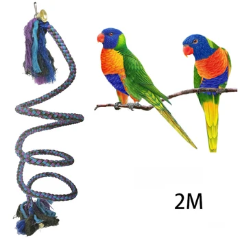 

Natural Pet Bird Rope Bungee Perch Parrot Toy Swing Toy Spiral Cage Climbing Perches Cage Accessories Comfy Perch Parrot Toys Fo