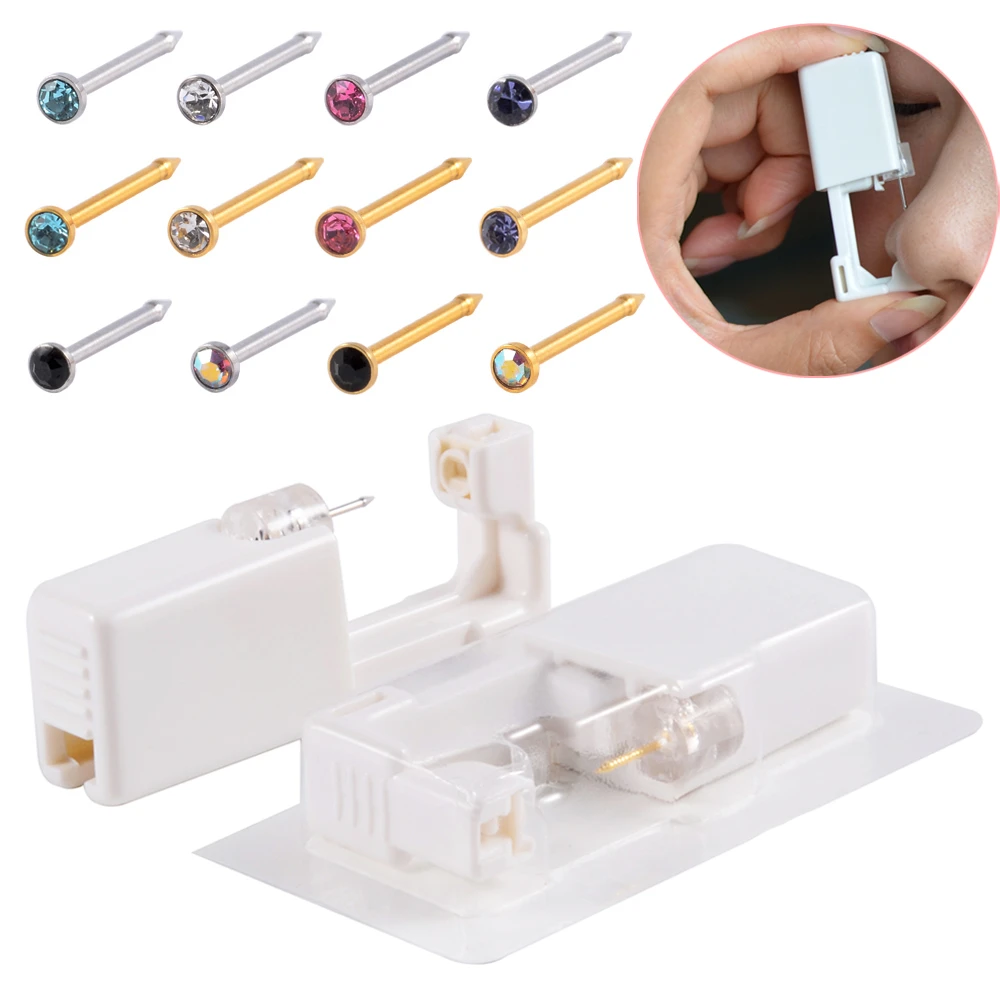 Safe Easy Disposable Sterile Nose Piercing Gun Unit Piercing Nose Stud Ring Tool Safe Easy Disposable Sterile Nose Piercing Gun Unit Piercing Nose Stud Ring Tool