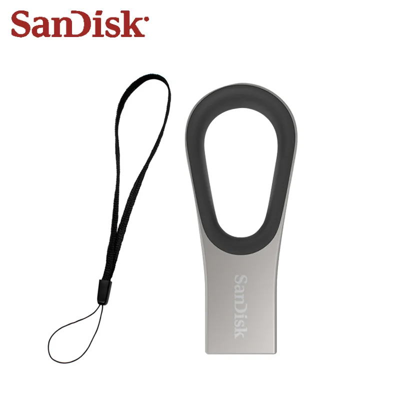 Двойной Флеш-накопитель SanDisk Ultra петля USB 3,0 флэш-накопитель 64Гб мини металлический флэш-диск Макс 130 МБ/с. карта памяти для хранения дисков с шнурки для ПК