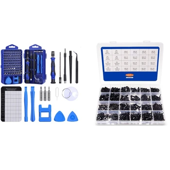 

1060Pcs M2 M3 M4 M5 Stainless Steel Hexagon Round Head with Nut Assortment Kit with 122 in 1 Precision Screwdriver Set