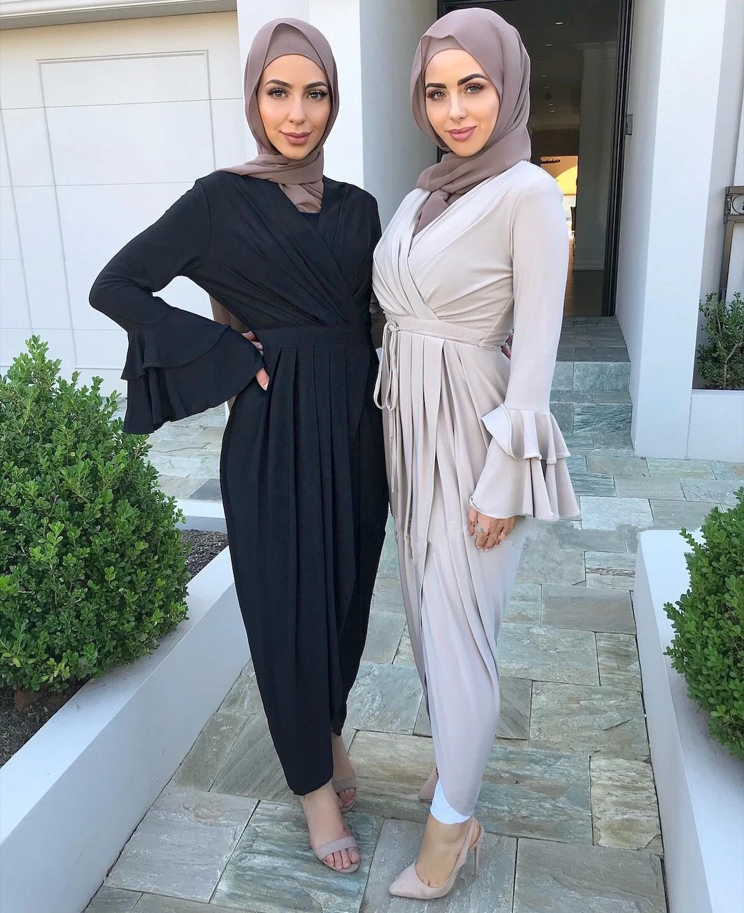 wrap frente vestido longo abaya muçulmano moda feminina alargamento manga plissado frente fenda vestidos de festa árabe islâmico turquia roupas
