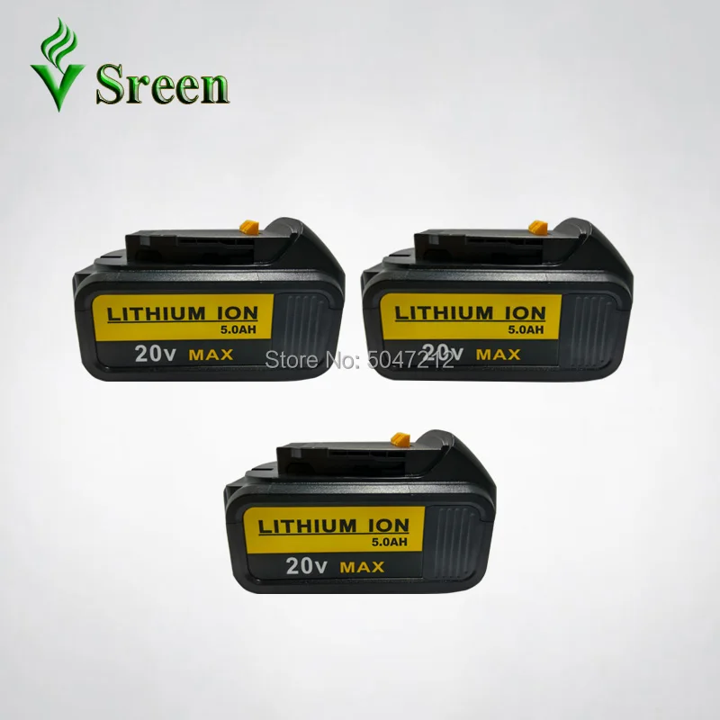 

3PCS 5000mAh Li Ion Power Tool Rechargeable Battery Replacement for DEWALT 18V DCB180 DCB181 DCB182 DCB200 DCB201 DCB203 DCB204