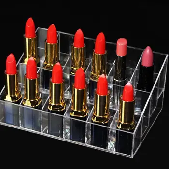 

Clear Acrylic 24 Grid Makeup Organizer Storage Box Lipstick Nail Polish Display Stand Holder Cosmetic Jewelry Organizer Box Case