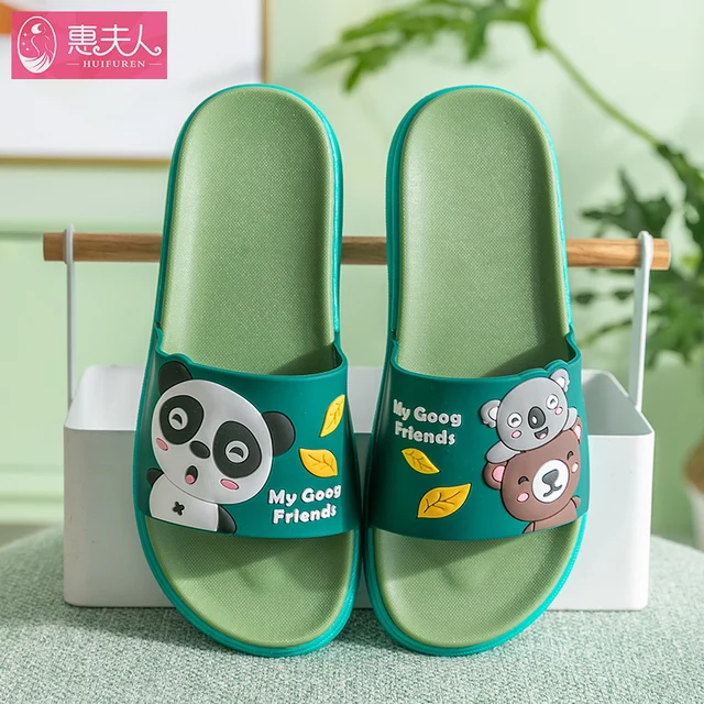 Cool Slippers Couple Male Outside Wear a Pair of Thick Soles Slippers Ins Antiskid Household Household Cute Summer Indoor Female green