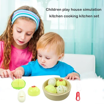 

6pcs Simulation Food Steamer Set Kids Kitchen Toys Pretend Play Children Breakfast Cooking Educational Accessories