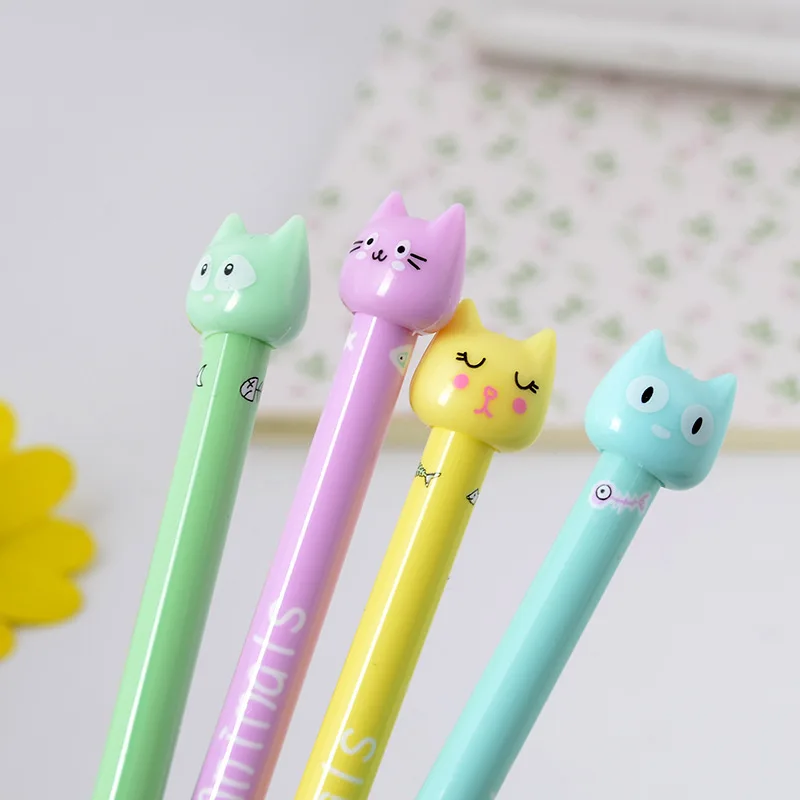 

Cartoon Cat Gel Pen Candy Color Signature Pen Kawaii School Child Gift Stationery Office Writing Pens Supplies Office Stationery