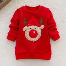 Одежда для малышей; топы с длинными рукавами и принтом рождественского оленя; свитер; vetement enfant fille; осенне-зимняя одежда; костюм для девочек