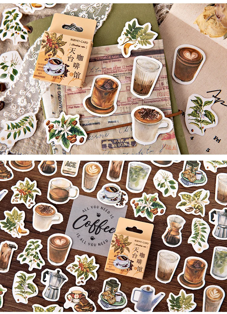 46 шт. милые кофейные канцелярские наклейки s Kawaii декор из растений наклейки Bullet Journal стикеры для детей DIY Скрапбукинг ежедневник, альбомы