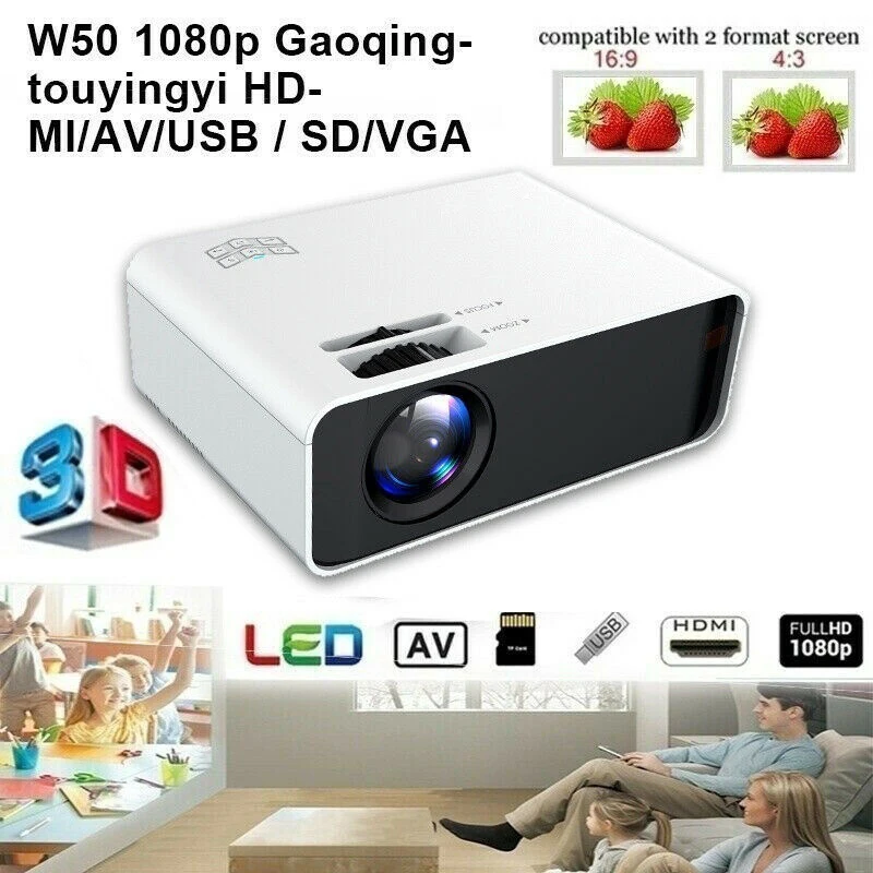 8000 Lumen 480P HD Projector Home Theater Connected with Computer Set-top Box Office Supplies  Home office HD projector