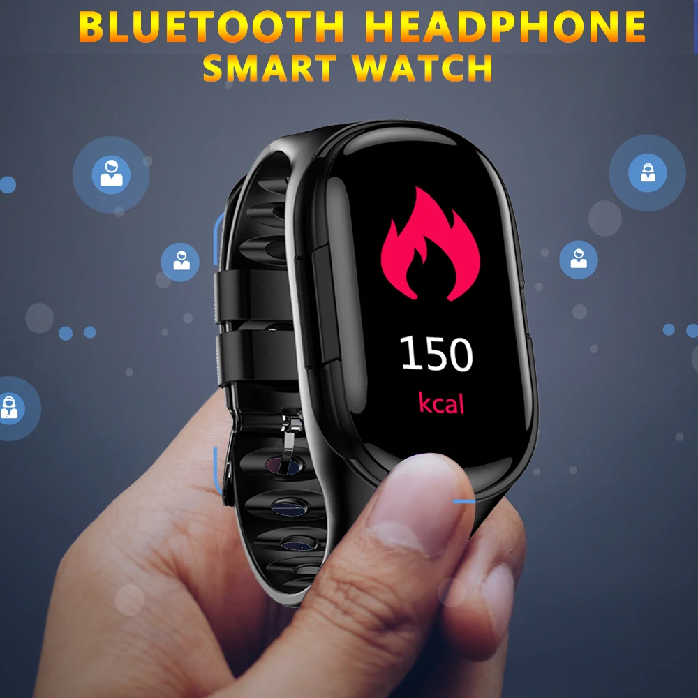 Bluetooth наушники Смарт часы Здоровье/Фитнес браслет с измерением давления для мужчин t шагомер 5 в 1 сердце/крови/спортивные часы для мужчин