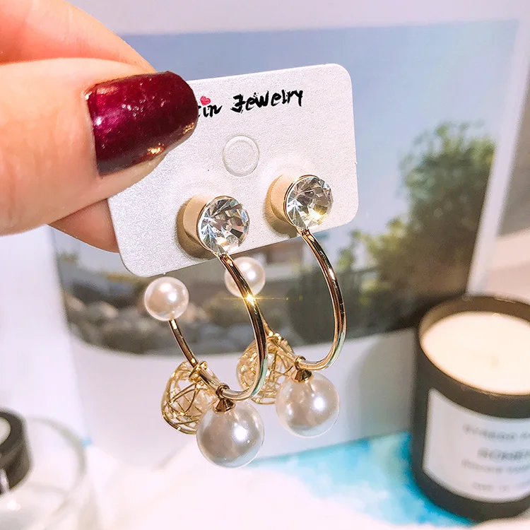 

South Korea Earrings Jewelry Crystal Simple Retro Circle Ear Line Geometric Earrings For Women Statement Earrings