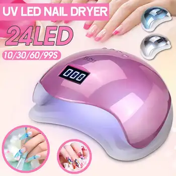 

48W 4 Speed Automatic Nail Dryer Machine 24 UV/LED Dual Light Beads Gel C-uring Polishing Timing Lamp