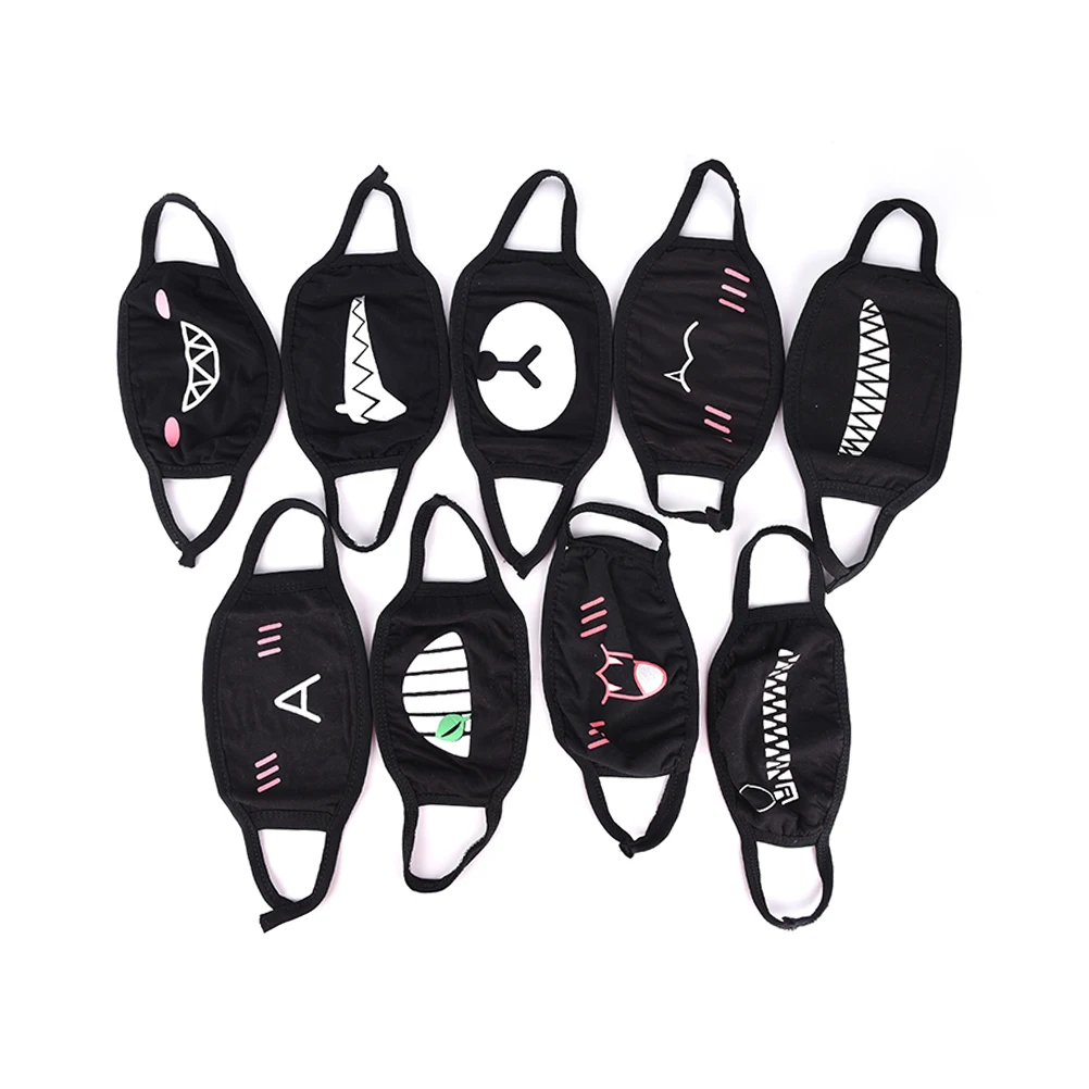

Cycling Face Mask Cartoon Funny Teeth Letter Mouth Black Cotton Half Mouth Mask Anti-bacterial Dust Winter Warm Cute Masks