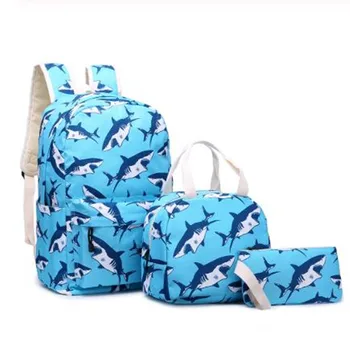 

3pcs Sets Backpack+Meal Pack+Pencil Case Printing School Canvas Student Teenage Shoulder Bags Mini Backpacks Travel Backpack