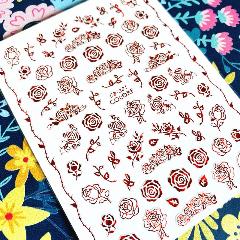 

Newest CB sereis CB-201 5 colors Rose leaves 3d nail art sticker nail decal stamping export japan