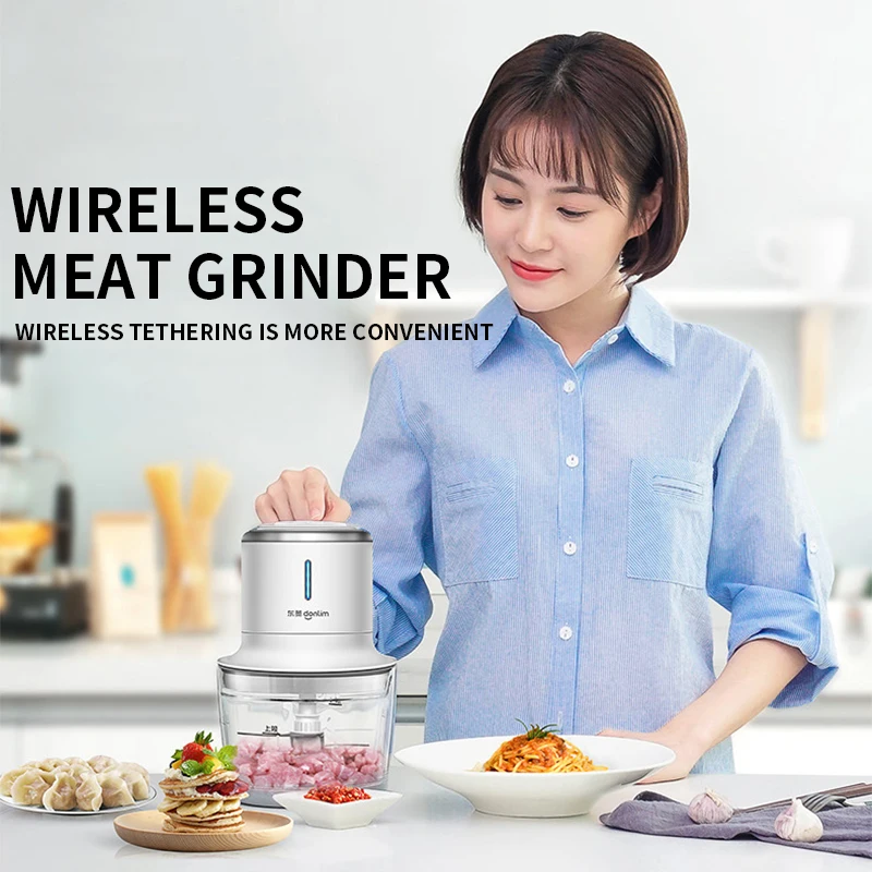 

Wireless meat grinder mixer household electric small multi-function minced meat food supplement cooking machine peeling garlic